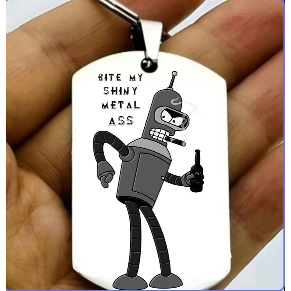 Futurama Reboot Bender Hot Funny Cute Quote Drink Beer Stainless Steel Keychain